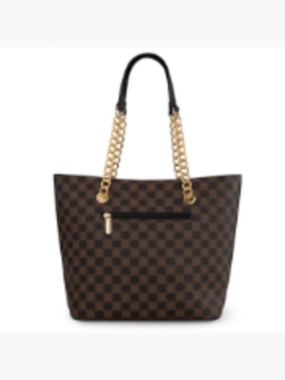 Faux Leather Tote Bag with Chain Handles for Women, Satchel Purse with Zipper